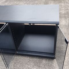 キャスター付 幅97奥45高52 2連×扉内2段 棚ダボ新品 テレビ台 テレビボードの画像