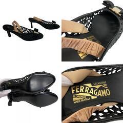 サルヴァトーレフェラガモ Salvatore Ferragamo 23 パンプス ヴァラ金具　レース ブラックの画像