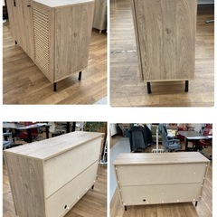 ジモティー限定価格！S176⭐ LOWYA ロウヤ ラタン調キャビネット フィナントサイドキャビネット 幅120.5cm USED 綺麗の画像