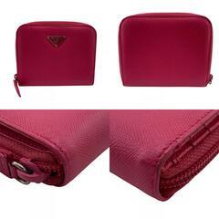 プラダ PRADA 二つ折り財布 サフィアーノ ジップウォレット ラウンドファスナー M605 ピンクの画像