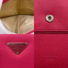 プラダ PRADA 二つ折り財布 サフィアーノ ジップウォレット ラウンドファスナー M605 ピンクの画像