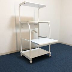 レンジ台ジェミアス GEM-1460 ホワイト 上棚タイプ・100Vコンセント2口・スライドテーブル・キャスター（ロック）付き白井産業の画像