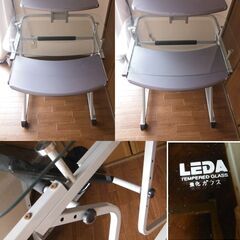 LEDA　ガラス天板　パソコンディスク　モニター収納タイプの画像