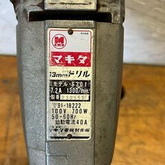 【makita】マキタ 13mmドリル モデル6301 100V 有線タイプ チャックドリル 工具 電動工具 電気ドリル 電動ドリル 動作確認済 Y1906の画像