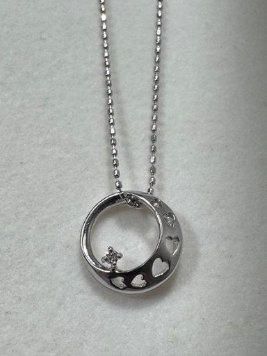 レディース 18KWG ネックレス 0.01ct  宝石店購入品