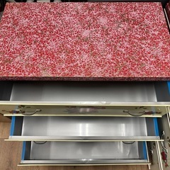 【塩尻市引き取り限定】ブリキの引き出し　3段ローチェスト 箪笥 昭和レトロの画像