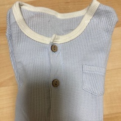 水色ワッフル生地　長袖カバーオール　ベビー服　50-60サイズの画像
