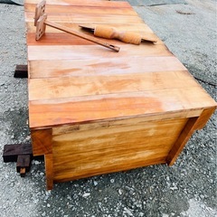 【檜（ひのき）浴槽 1300サイズ／湯かき棒・枕・蓋付き】の画像