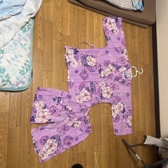 引き取り限定！甚平 レディース フリーサイズ 薄紫 花柄の画像