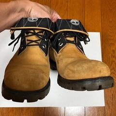 Timberland ワークブーツ ロールトップブーツ 9W ベージュ ブラウンの画像