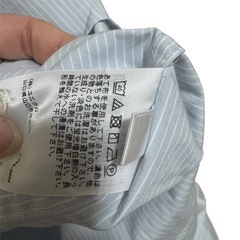 【ユニクロ】ストライプ Lサイズ 長袖シャツ オシャレ ライトグレーの画像