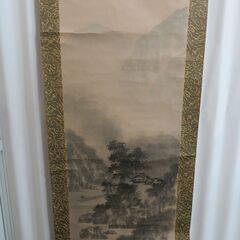 掛け軸 掛軸 鳳沙 山水画 幅54cm×全長176cm (画42cm×107.5cm) の画像