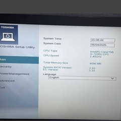 6123★東芝★dynabook★第7世代Core i3★メモリ 4GB ★BIOS★hdd無★15.6型★ジャンク扱いの画像