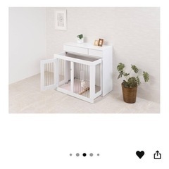 WHITE LIV 幅90キャビネット ホワイトフレンチシャビー収納付きスライド型ケージ ペットケージと上置き2つ の画像