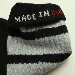 (3965) SkaterSocks (スケーターソックス) ロングソックス 靴下 男女兼用 ソックス チューブソックス Knee high Black tube socks with Grey stripes style 1 (22インチ) スケボー SK8 SKATEの画像