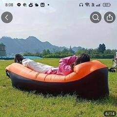ポータブルインフレータソファベッド　オレンジブラック　新品未使用　　　　　　　　の画像