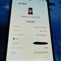 売り切れ　
SAMSUNG Galaxy Z flip 3 5G SIMフリー　8GB 256GB　Android15　海外版の画像