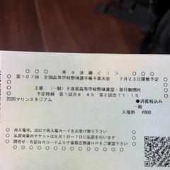 千葉県高校野球前売りチケット2枚の画像