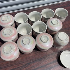 茶碗蒸しセット 蒸し碗 湯呑み？2色おしゃれ 和食器 店舗 飲食店②の画像