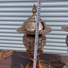 中古 盆提灯 霊前灯 極楽灯 灯籠 仏具 お盆 ゴールド 仏壇 置き提灯 セットの画像