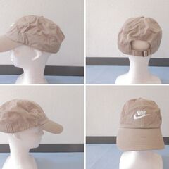 ( M-679 )NIKE ナイキ キャップ 帽子 ベージュ コットン１００％ 頭囲調節可能 L～XLサイズ 中古の画像