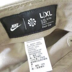 ( M-679 )NIKE ナイキ キャップ 帽子 ベージュ コットン１００％ 頭囲調節可能 L～XLサイズ 中古の画像
