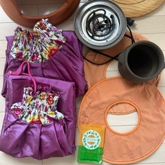 【美品】ファンジン 黄進 黄土よもぎ蒸し器セット 電熱器付き　ハーブのおまけ付きの画像