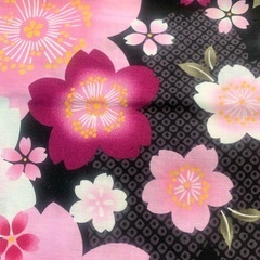 新品　ゆかた　ゆったりサイズ　レディス浴衣　黒地に桜　#118-01の画像