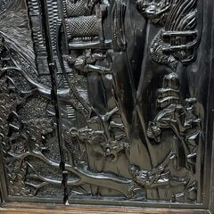ヨーロッパ　高級　ガラスキャビネット　ショーケース　アンティーク家具　黒檀　テーブル　彫刻の画像