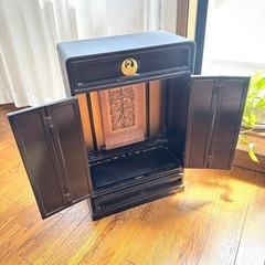 創価学会 小型 仏壇 黒 数珠 御本尊 日達上人 掛け軸 3点セットの画像