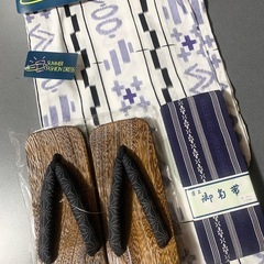 高級ゆかた男性用　新品　白地に紺色の模様の画像