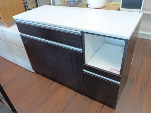 NITORI キッチンカウンター レンジボード 食器棚 ガラス板 ホワイト 傷有 NITORI (ニトリ) 家具 キッチンカウンター レンジボード 食器棚