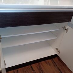 NITORI　キッチンカウンター　鏡面　ブラウン　ワイド　レンジボード　レンジ台　食器棚　ニトリ　サイズ（約）幅120×奥51×高85　　■近隣配送無料 買取GO‼　栄和店の画像