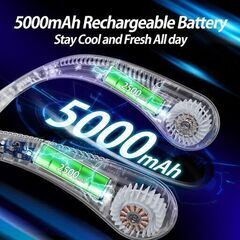 ネックファン ポータブル パーソナルファン 5000mAh バッテリー駆動 ウェアラブル 冷却ファン　まとめ買い歓迎　卸ます　アマゾン引き上げ商品　倒産品　ネット商材　転売　卸し　問屋　転売OK　アマゾン　商品　景品　コンペ　新品　未使用　アウトレット　卸売　卸売の画像