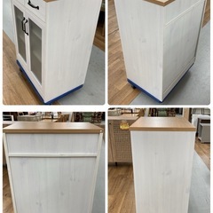 S221⭐キッチン収納ラック キャビネット コンパクト ナチュラルホワイト 幅58cm USED の画像