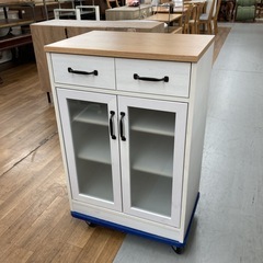 S221⭐キッチン収納ラック キャビネット コンパクト ナチュラルホワイト 幅58cm USED の画像