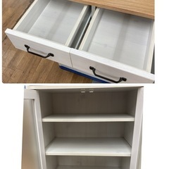S221⭐キッチン収納ラック キャビネット コンパクト ナチュラルホワイト 幅58cm USED の画像