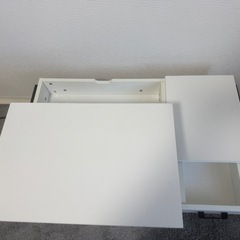 【引取限定】昇降式ホワイトテーブル 引き出し付きの画像