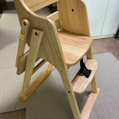 【ほぼ未使用】大和屋　折りたたみ　木製　ベビー用　ハイチェア　ベビーチェア　ハイタイプ　SGマーク付きの画像