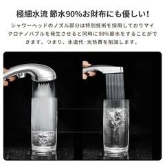 〔お話中）新品！ホワイト　シャワーヘッド マイクロナノバブル 90%節水シャワーヘッド マイクロナノバブル 節水 高洗浄力 手元止水 毛穴 ケア 汚れ 除去 美肌 保湿 5段階モード ナノバブルシャワー ヘッドの画像