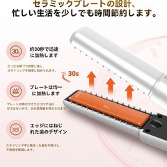 ヘアアイロン コードレス コンパクト 機内持ち可 急速加熱 海外対応の画像