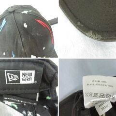 ( M-684 )NEW ERA ニューエラ NY ニューヨーク・ヤンキース スプラッシュエンブロイダリー キャップ 帽子 ブラック 黒 頭囲調節可能 中古の画像