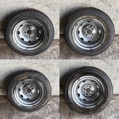 B-2　未使用　タイヤ 中古 鉄ホイール付き BRIDGESTONE BLIZZAK MZ-01 145/70R12 4本 の画像