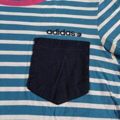 【adidas neo】Ｔシャツ  青×白  ボーダーの画像