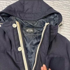BEAMS フード付きダウンジャケット M 黒紺の画像