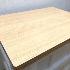 ss7666　プラチェスト 3段 ホワイト 幅55cm ウッドトップ 木製天板 プラスチックチェスト 白×ナチュラル 収納ケース プラケース 箪笥 チェスト ボックス 衣装 衣類 引き出し 引出 収納 ウッドトッププラチェスト 中古の画像
