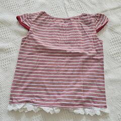 【80】ファミリア　familiar　リアちゃん刺繍トップス　Tシャツ　ボーダーの画像
