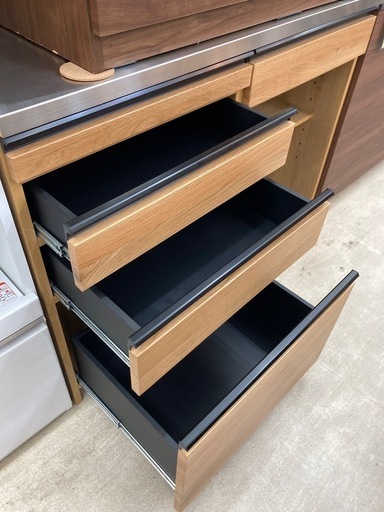?️日本製?️シギヤマ家具?️キッチンカウンター?️LEVENT120?️ステンレストップ?️スライド棚?️おしゃれ?️2265