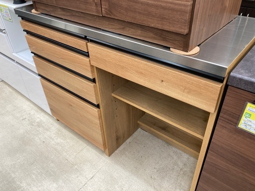 ?️日本製?️シギヤマ家具?️キッチンカウンター?️LEVENT120?️ステンレストップ?️スライド棚?️おしゃれ?️2265