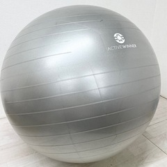 【中古品】バランスボール シルバー 55~65cm 健康グッズ エクササイズ トレーニング用品 体幹 ストレッチの画像